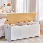 HOOBRO Storage Bench, 39.3" Retro Wooden Storage Chest, Wooden Storage Trunk - Image 2