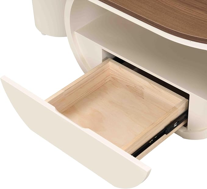 Modern Oval Coffee Table, 47.24" Brown Wood Top Coffee Table - Image 8
