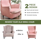 HAOYONG Velvet Wingback Armchair Covers 2-Piece Elastic Stretch Wingback Chair - Image 7
