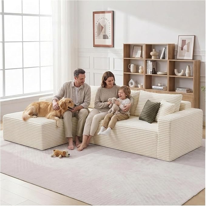 108" Boneless Couch Modular Sectional Sofa, L-Shaped Couch - Image 6