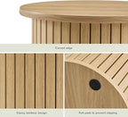mopio Quin Pedestal Side Table, Tambour Round Fluted End Table, Small Accent - Image 3