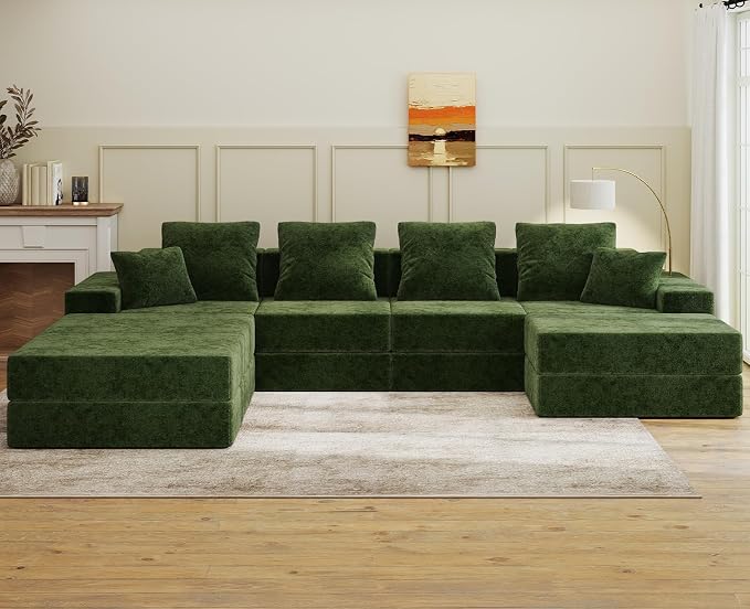 Living&Giving 128" U-Shaped Cloud Sectional Couch by LivingGiving