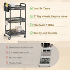 YASONIC 3 Tier Rolling Cart – Metal Utility Storage Carts - Image 3
