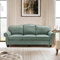 81" Genuine Leather Sofa, Classic 3-Seater Couchs by Thesupportyouneed