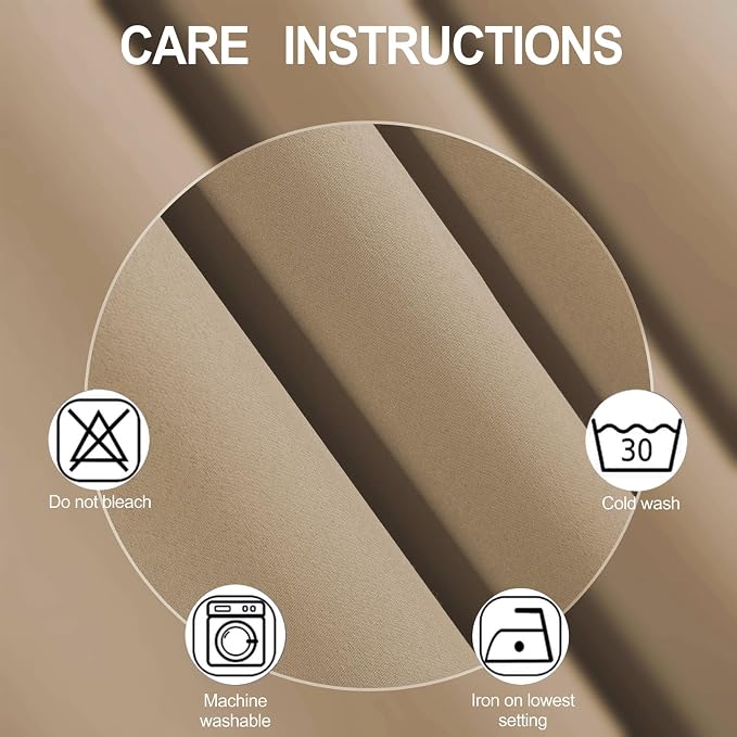 Blackout Curtains 42 x 63 inch/Natural Curtains Set of 2 Panels/Thermal - Image 4