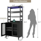 Aheaplus Bar Cabinet with Power Outlets, Coffee Bars Station - Image 2