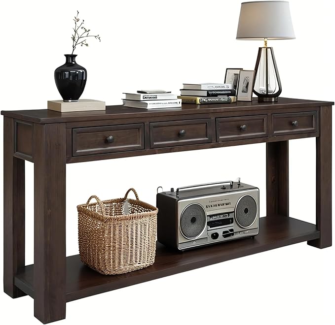 LKTART 63" Solid Wood Console Table Sofa Table by LKTART