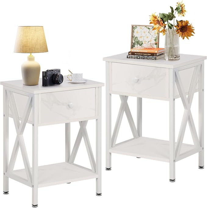 VECELO Nightstands Set of 2, Modern Bedside End Tables, Night Stands by VECELO
