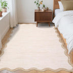GarveeHome Scalloped Washable Rug 4x6 Beige Living Room Area Rug Non Slip | - Image 3