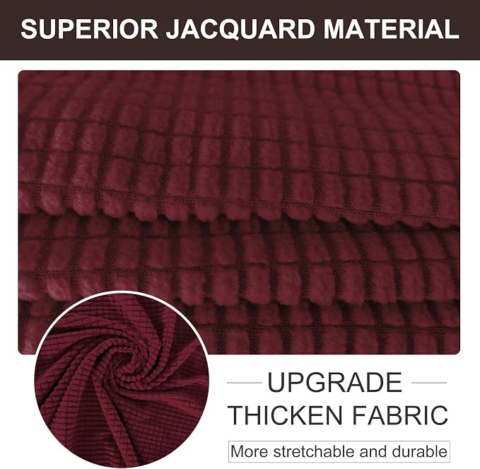 U-NICE HOME Loveseat Cover Stretch Couch Cover Sofa Slipcover, Burgundy | 2 - Image 4