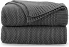 CozeCube Charcoal Grey Seed Stitch Throw Blanket 50"x60", Farmhouse Decor | by CozeCube