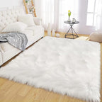 Latepis White Faux Fur Rug 3x5, Faux Sheepskin Rugs - Image 9