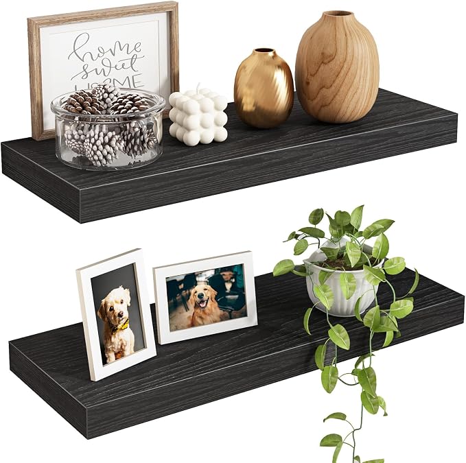 Fixwal Floating Shelves for Wall, 15.7" Wood Wall Mounted Shelves for Living by Fixwal