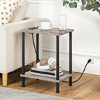 HOOBRO Side Table with Charging Station, Nightstand with 2-Layer Storage Shelves - Image 5