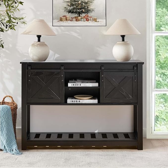 Black Farmhouse Entryway Table, Rustic Hallway Table - Image 8