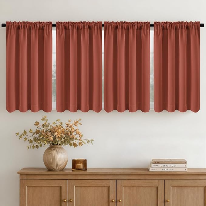 MIULEE Set of 4 Terracotta 45 Inch Short Blackout Kitchen Window Curtains | by MIULEE