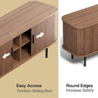55''W Walnut Cabinet with Storage, Media Console, Tambour TV Stand, Television - Image 5