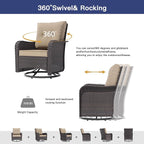 ALAULM 5-Piece Outdoor Swivel Rocking Chair Set - Image 5