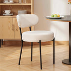 DUMOS Dining Chairs Set of 2, Mid Century Modern Chair Round Upholstered Curved - Image 7