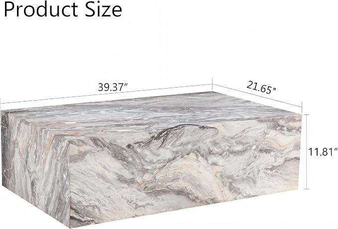 39.3'' Wood Coffee Table with Wood Grain, Rectangular Low Tables - Image 2