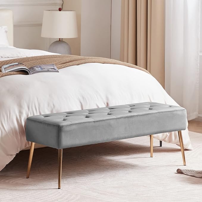 DUHOME Modern Velvet Ottoman Bench, Button-Tufted Upholstered Bedroom Benches - Image 5