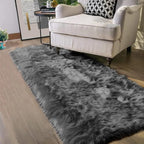 Latepis Dark Grey Faux Sheepskin Fur 2x8 Runner Rug by Latepis