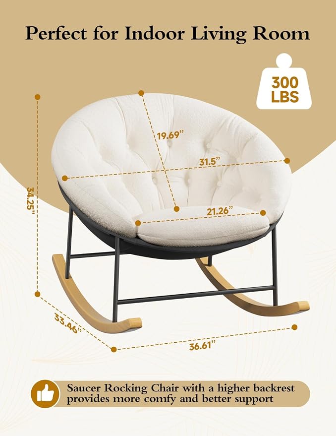 Kidirect Wide Rocking Chair Nursery, Comfy Saucer Nursery Rocking Chairs - Image 2