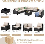 Jing's Villa 10-Piece Patio Furniture Set, All-Weather Outdoor Wicker Sectional - Image 6