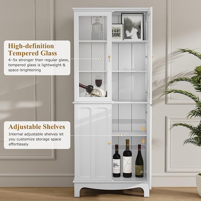 ARTPOWER 72" Freestanding Kitchen Pantry Storage Sideboard, Classical Tall - Image 4