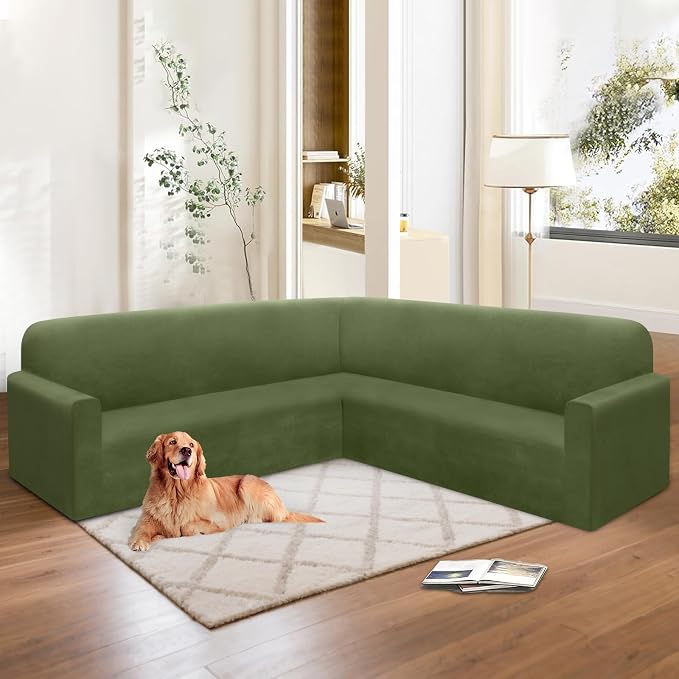 HDCAXKJ Corner Sectional Couch Covers Velvet Stretch L Shape Sofa Cover Soft - Image 6