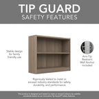 Bush Home Small 2 Shelf Bookcase, 2 Tier Bookshelf Storage Cabinet - Image 7