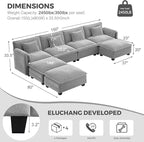 ELUCHANG Oversized 153" Modular Sectional Sofa, Comfy Cloud Couch, U Shaped - Image 2