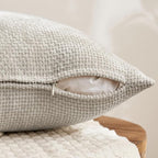 MIULEE Soft Decorative Chenille Pillow Covers Cream Grey 16x16 Pack of 4 | - Image 3
