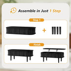 Fully Assembled Fluted Lift Top Coffee Table - Image 3