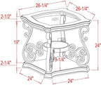 26.3'' Dark Brown Retro Wooden End Coffee Table - Image 2