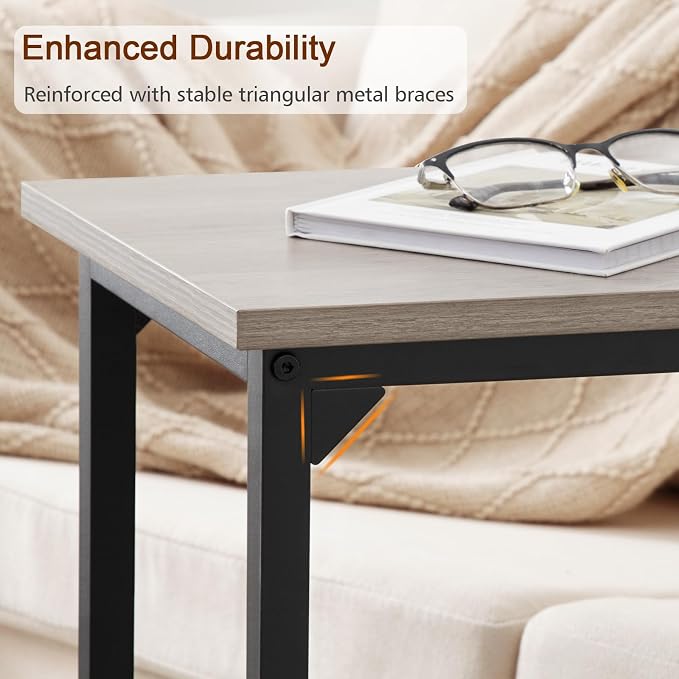 AMHANCIBLE C Shaped End Table, Slide Under Couch Table - Image 7