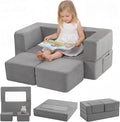 MeMoreCool Kids Play Couch Sofa – Grey Modular Convertible Foam Couch Soft by MeMoreCool