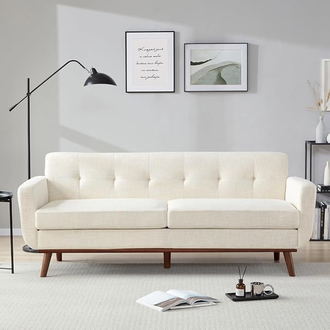 Kingfun 77.2" W Loveseat Sofa, Mid Century Modern Decor Love Seat Couches - Image 3
