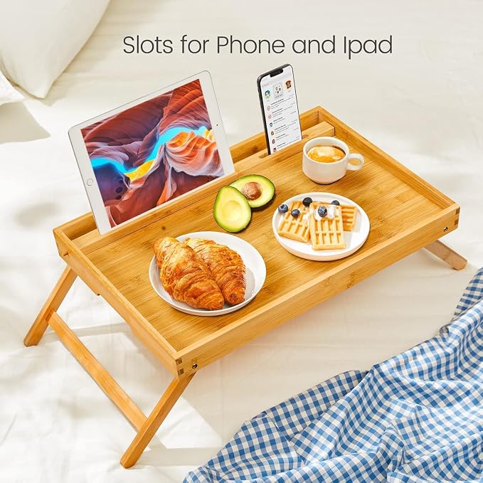 Bamboo Bed Tray Table, Large Breakfast Tray - Image 3