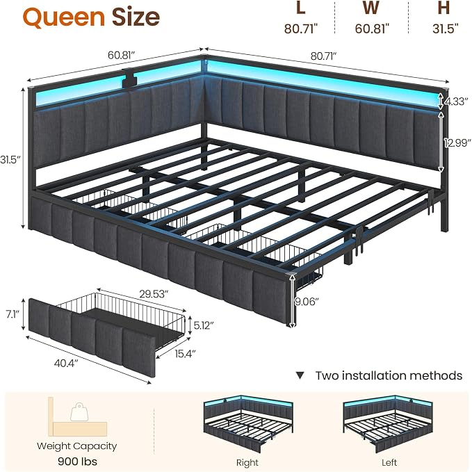 DICTAC Queen Corner Bed Frame - Image 2