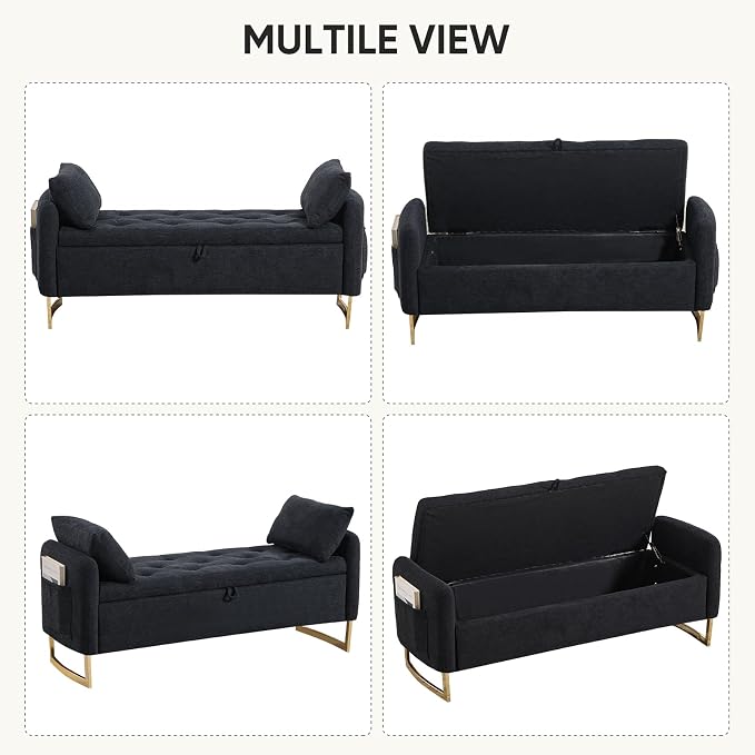 48" End of Bed Bench, Modern Storage Benches - Image 7