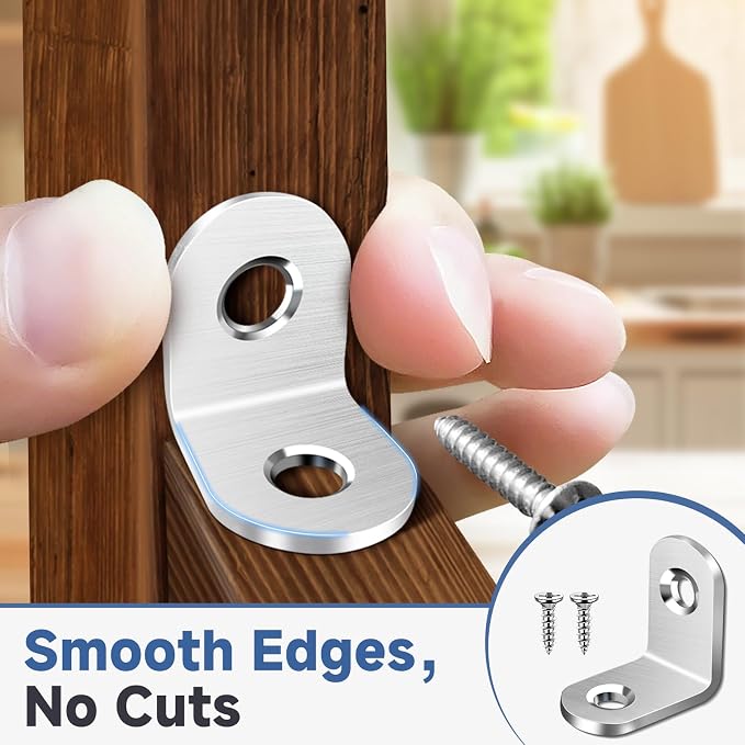 40PCS L Bracket Corner Brace Sets, Stainless Steel L Brackets - Image 4