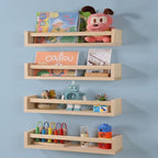 Nursery Room Shelves Set of 4, Wood Floating Book Shelves - Image 7