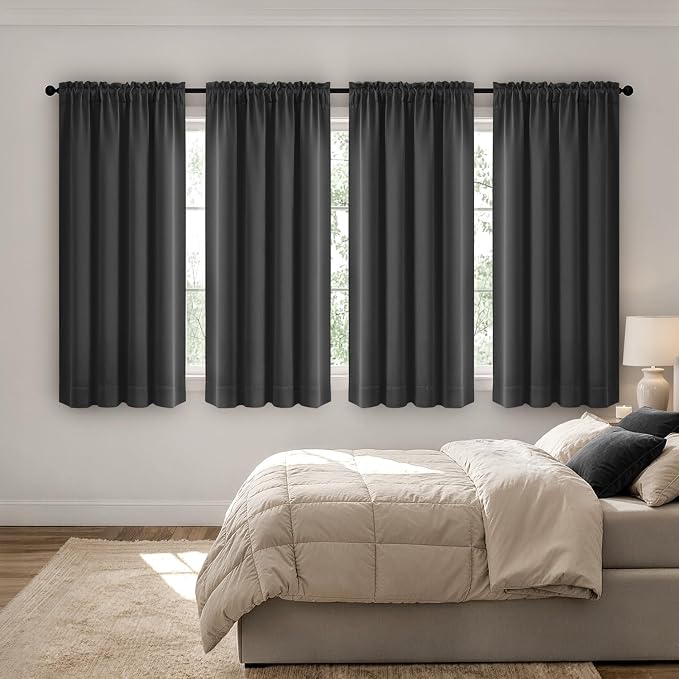 MIULEE Grey Blackout Curtains 4 Panels Set 72 Inch Length Bedroom | Thermal - Image 8