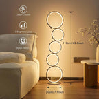 NUÜR Modern 5-Ring LED Floor Lamp, 43.3" Artistic Nesting Circle Standing Lamp - Image 3