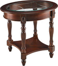 LEEMTORIG Oval Round Glass End Table, 2-Tier Solid Wood Glass Top End Side by LEEMTORIG