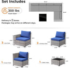 ovios 6 Pieces Patio Furniture Set, Outdoor Wicker Sectional Sofa - Image 7