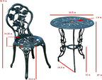 Oakland Living Cast Aluminum Conversation Set Metal Antique Green 3 Piece Patio - Image 7
