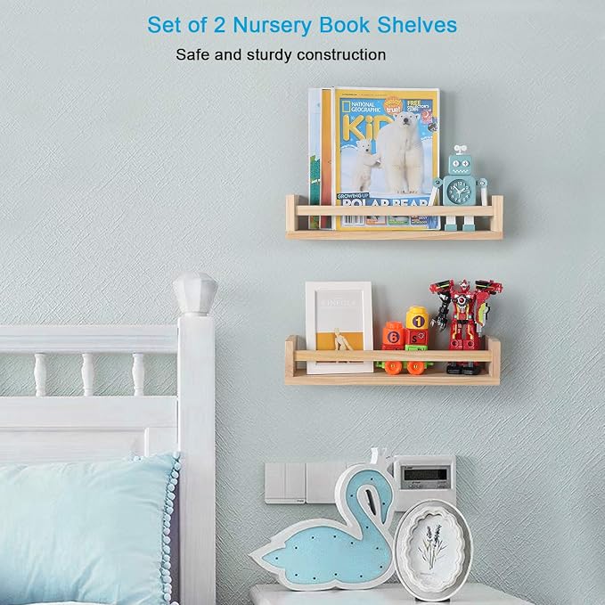 JORIKCHUO Nursery Book Shelves, Kitchen Spice Rack, or Rustic Wall Mounted - Image 5