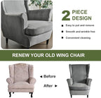 HAOYONG Velvet Wingback Armchair Covers 2-Piece Elastic Stretch Wingback Chair - Image 7